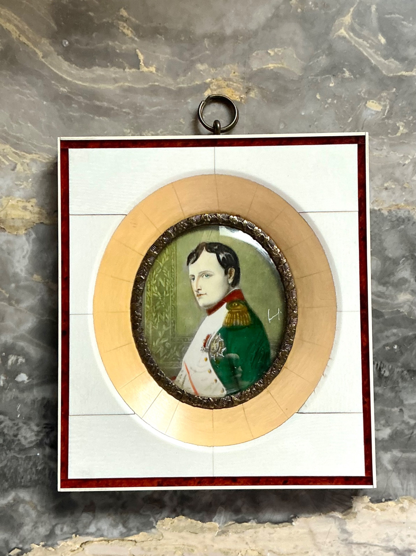 Vintage German Hand-Painted Portrait - Side view