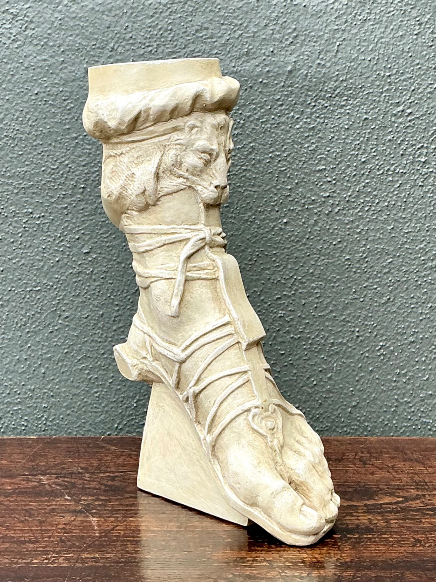 Vintage Plaster Roman Foot Sculpture - Back view