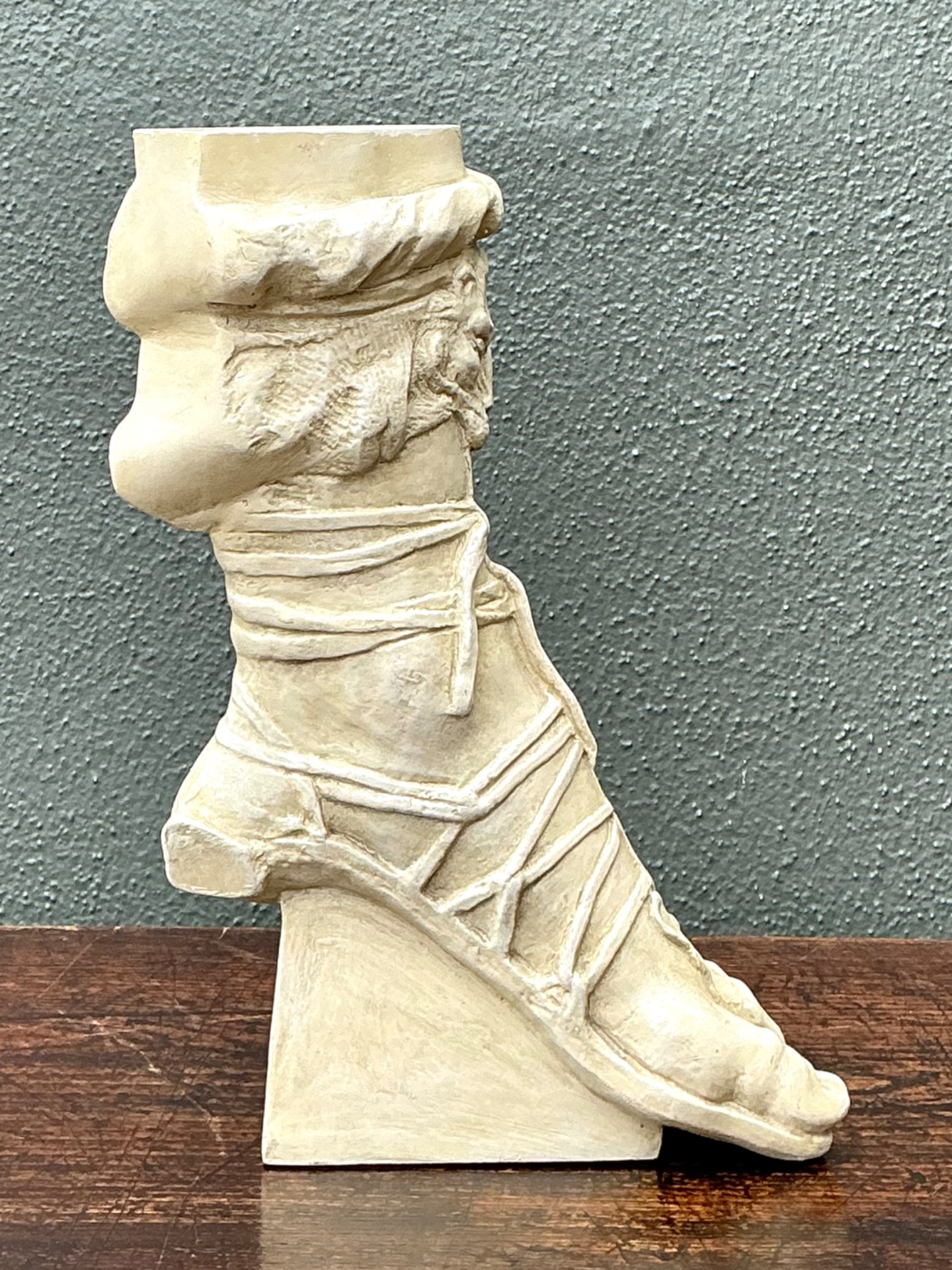 Vintage Plaster Roman Foot Sculpture - Side view
