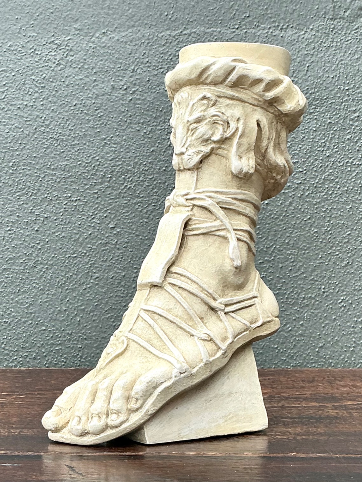 Vintage Plaster Roman Foot Sculpture - Top view