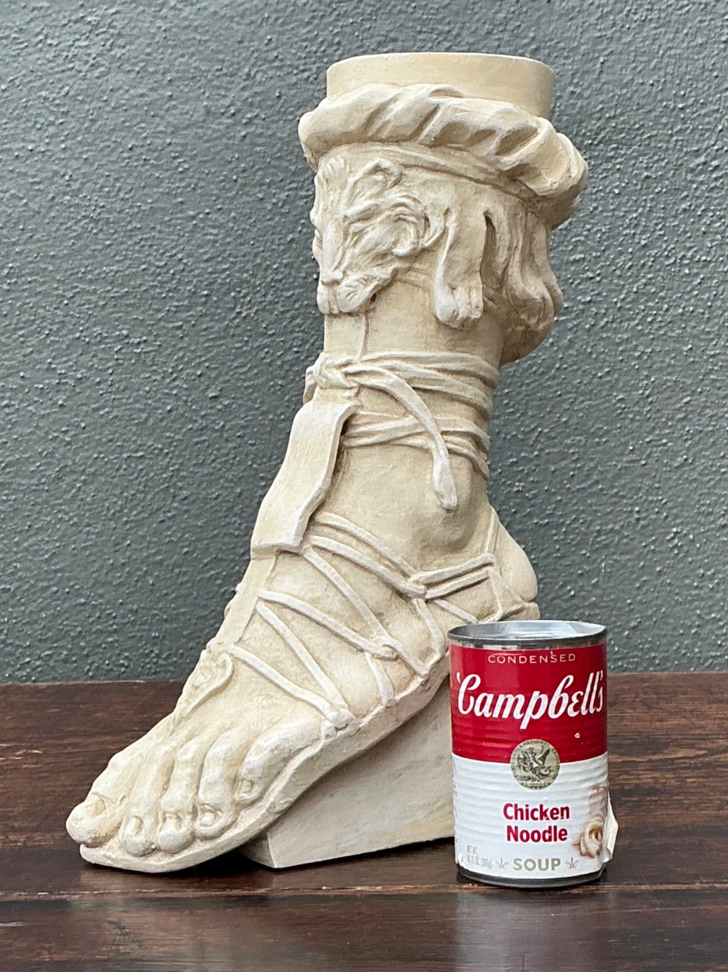 Vintage Plaster Roman Foot Sculpture - Detail view
