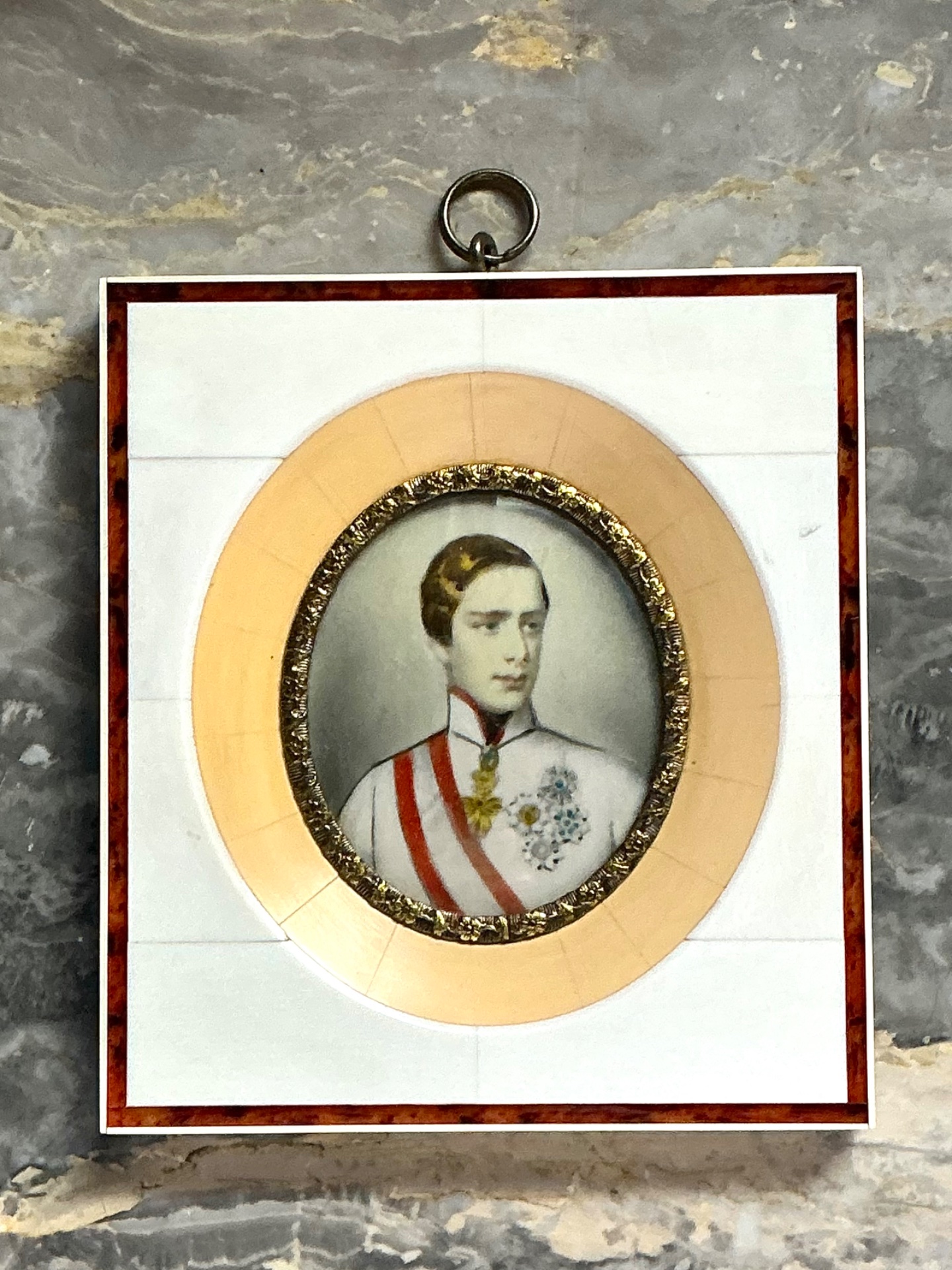 Vintage Hand-Painted Portrait Miniature - Top view