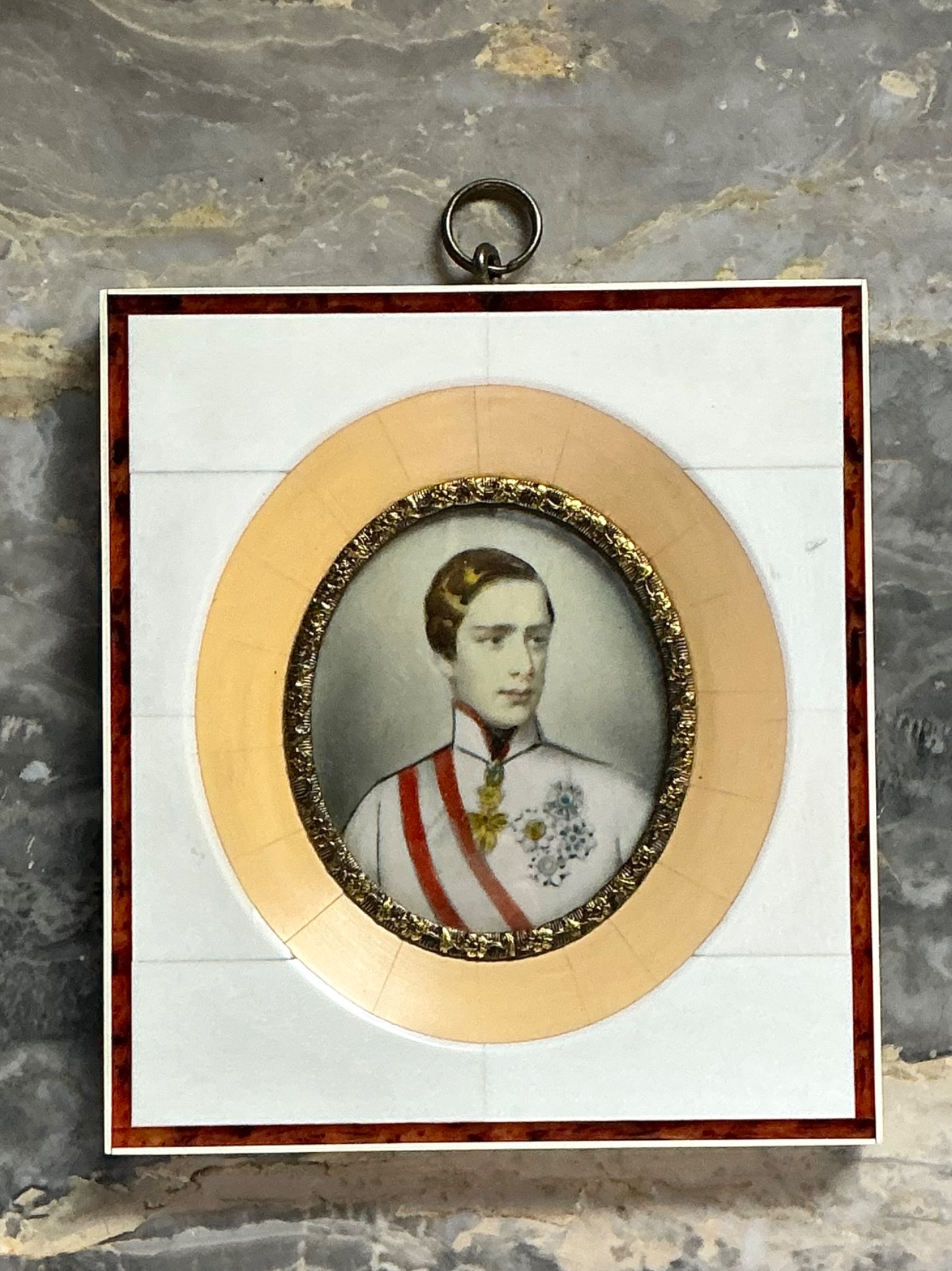 Vintage Hand-Painted Portrait Miniature - Detail view