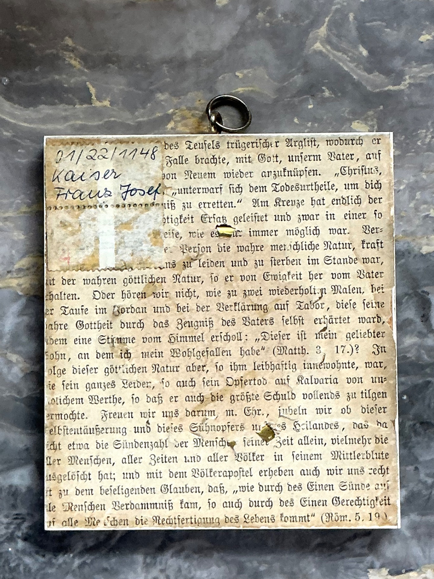 Vintage Hand-Painted Portrait Miniature - Back view