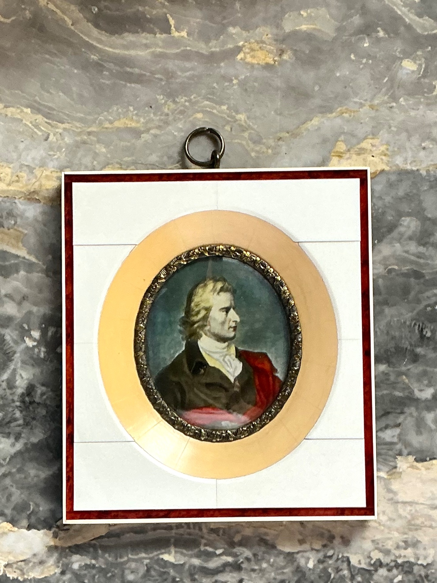Vintage Hand-Painted Portrait Miniature - Top view