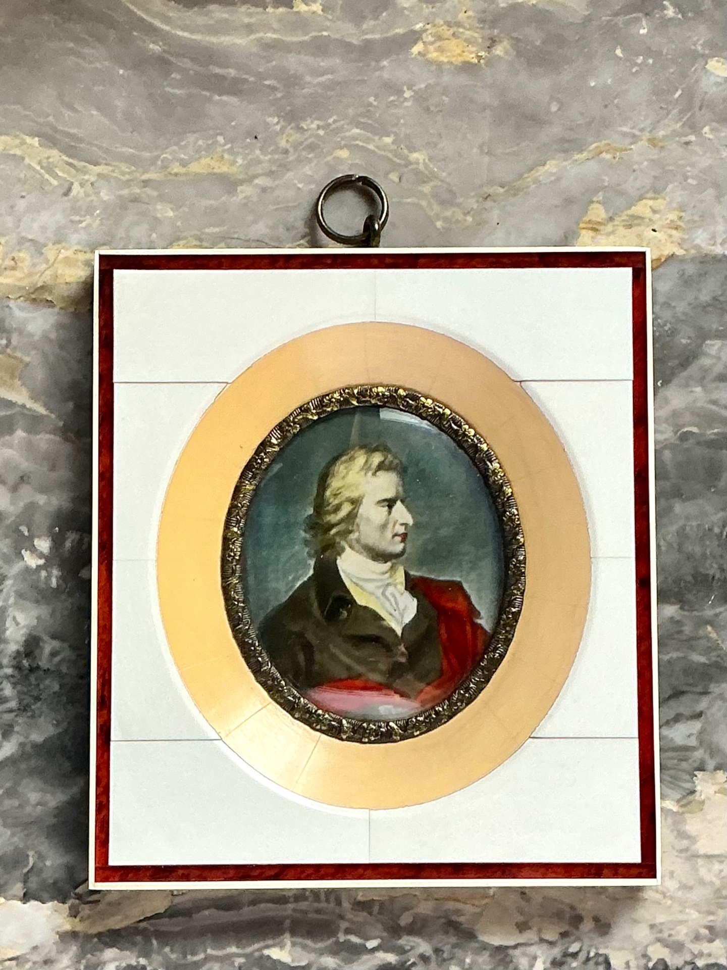 Vintage Hand-Painted Portrait Miniature - Side view