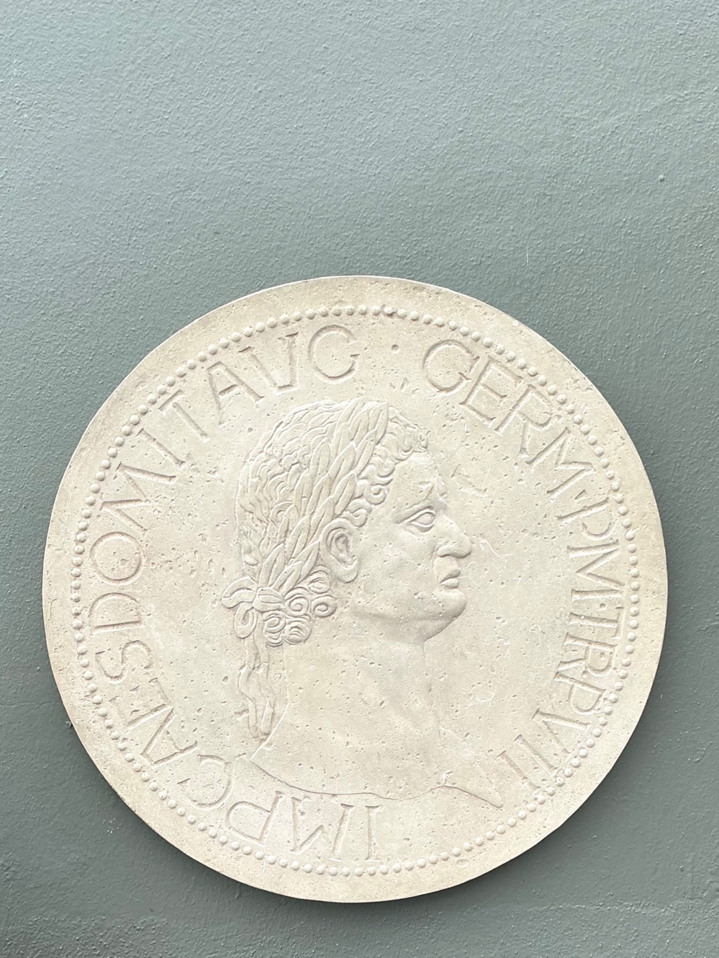Vintage Roman Emperor Plaster Medallion - Back view