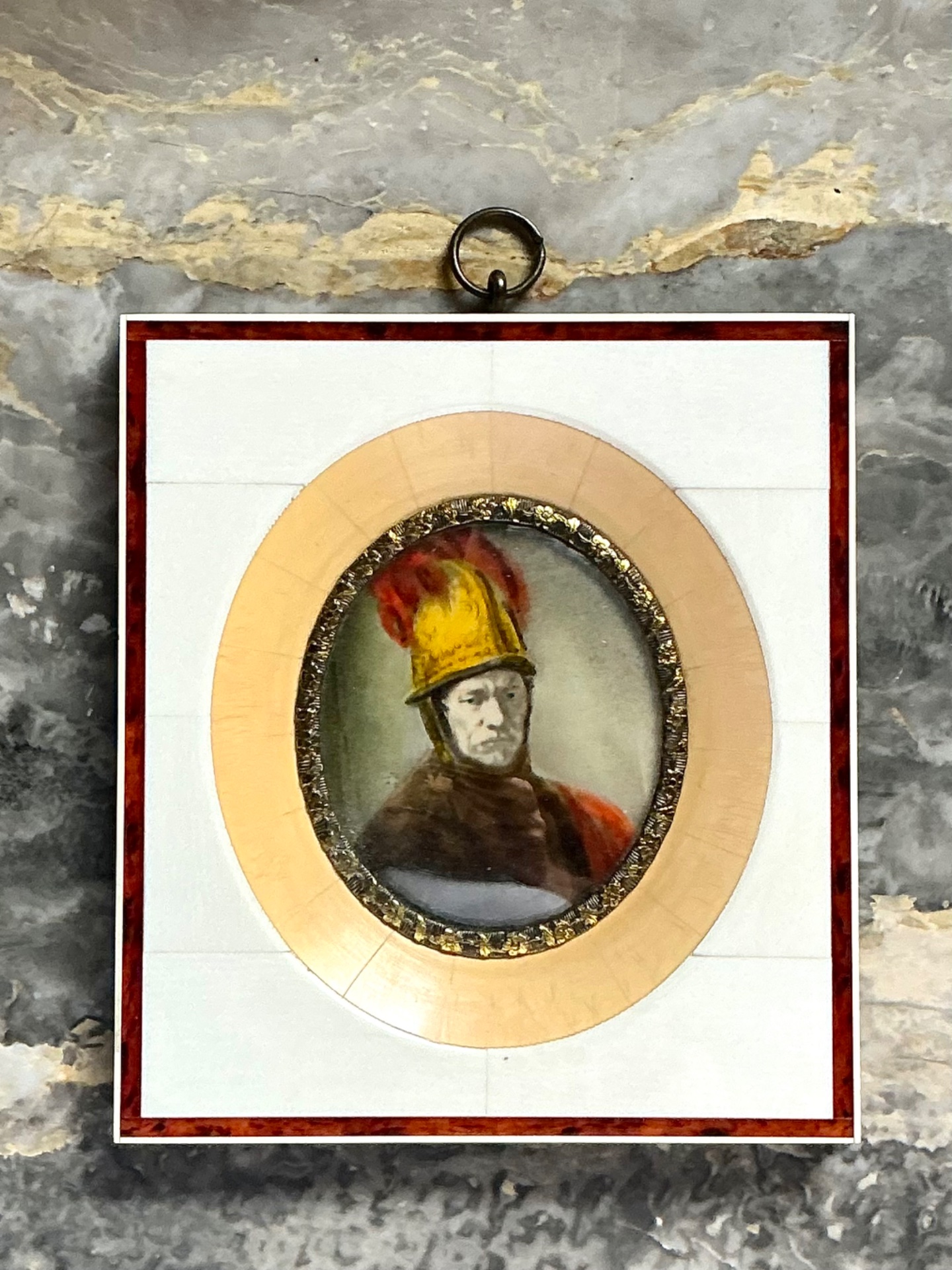 Vintage Hand-Painted Portrait Miniature - Detail view