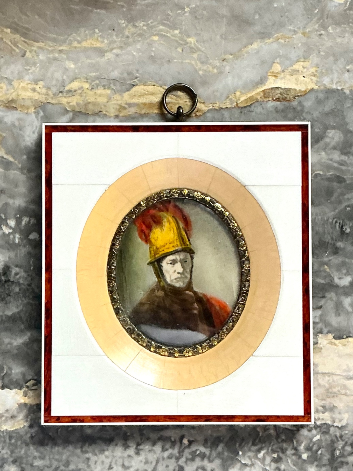 Vintage Hand-Painted Portrait Miniature - Side view