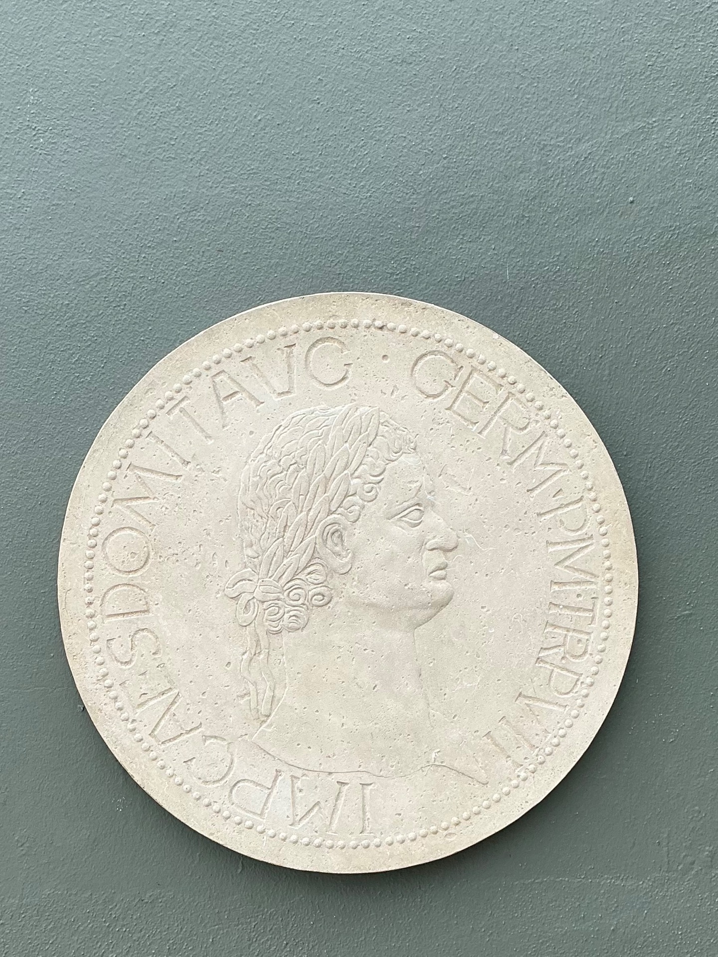 Vintage Roman Emperor Plaster Medallion - Top view