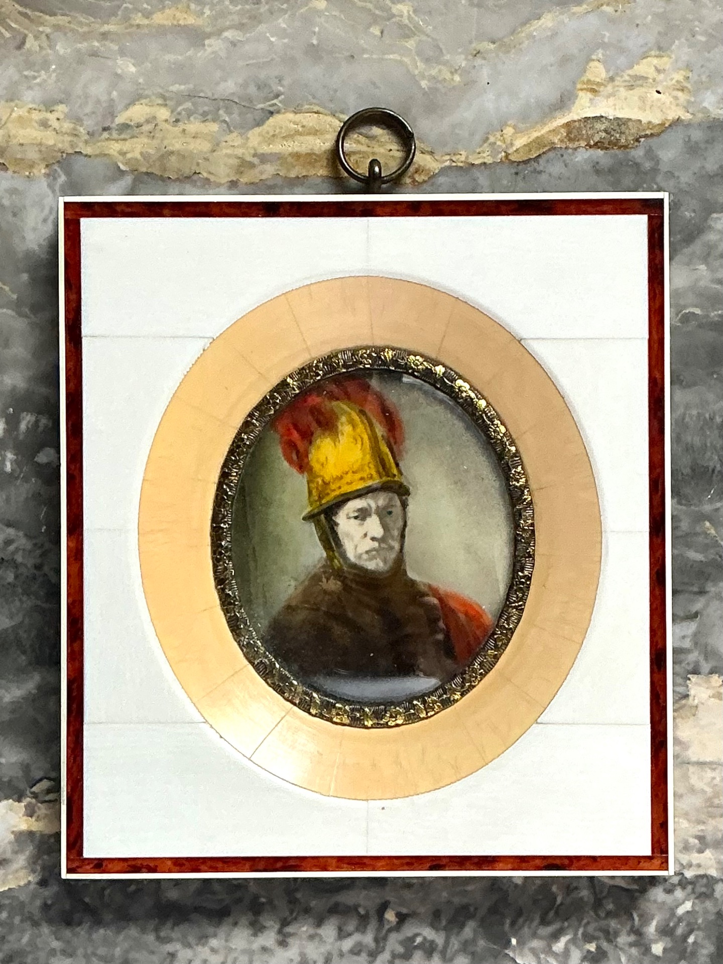 Vintage Hand-Painted Portrait Miniature - Top view