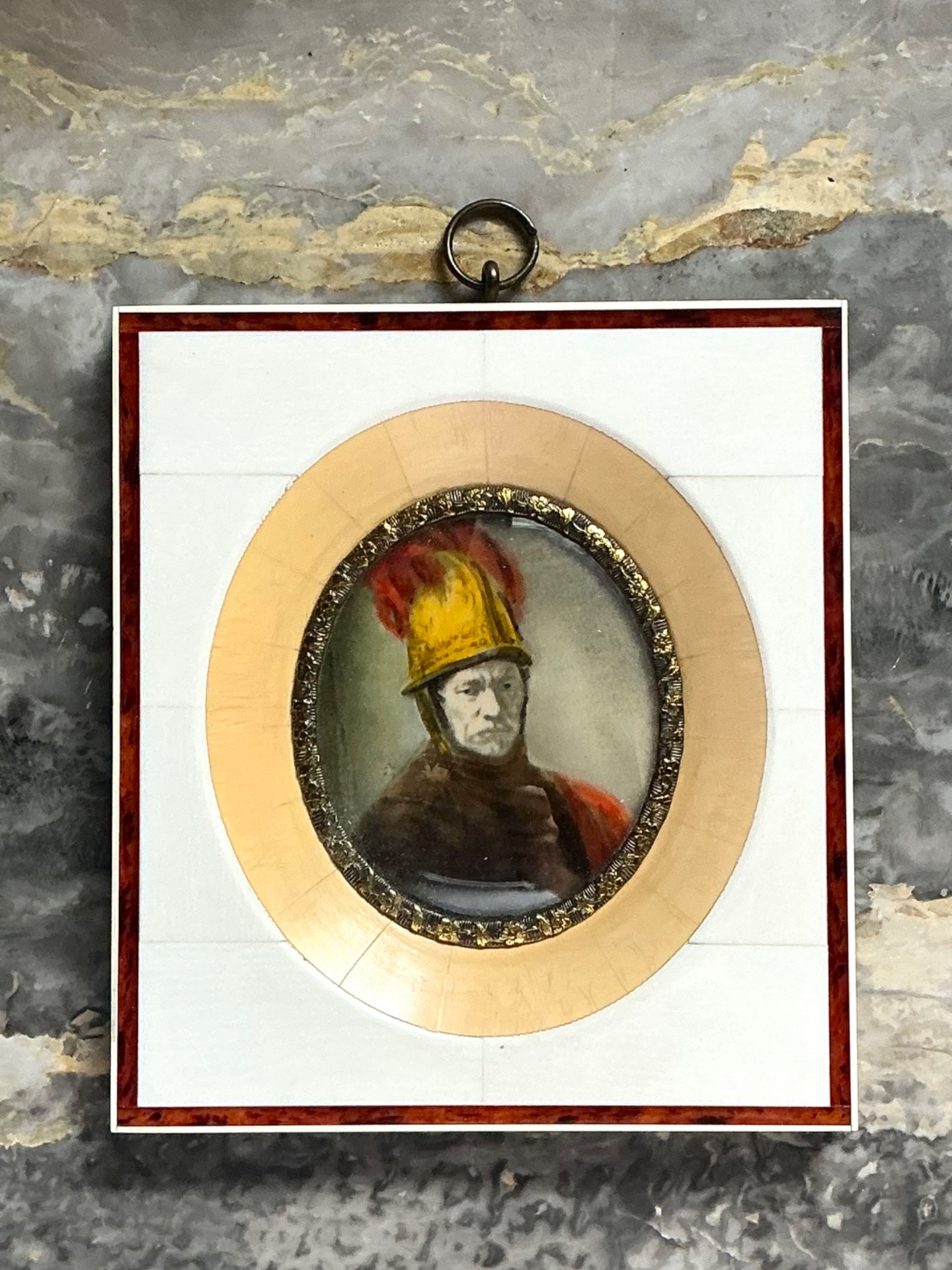 Vintage Hand-Painted Portrait Miniature - Back view