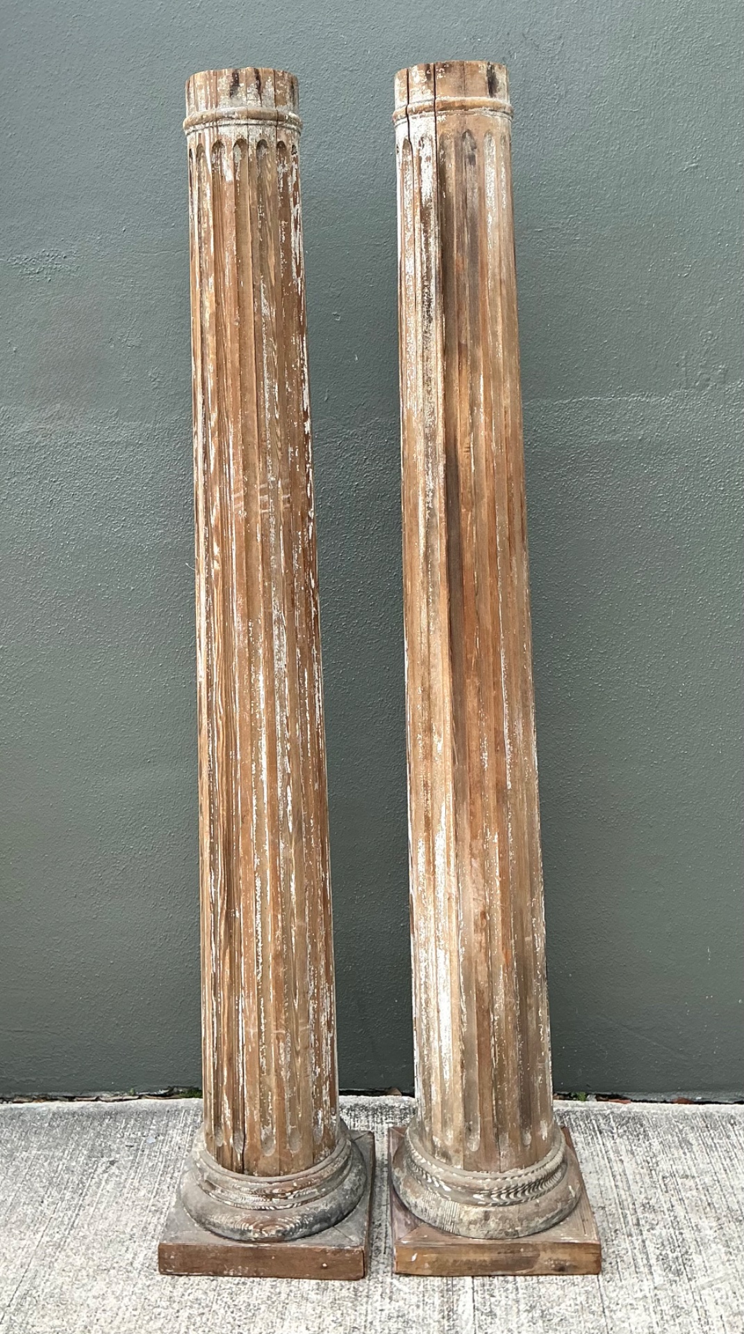 Vintage Wooden Architectural Columns - Pair - Back view