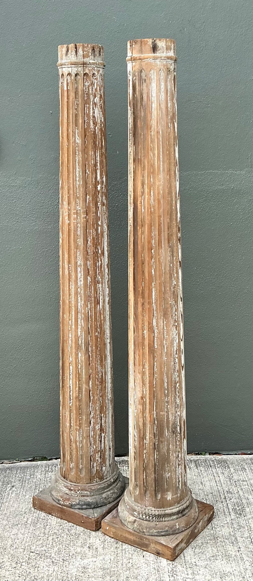 Vintage Wooden Architectural Columns - Pair - Side view