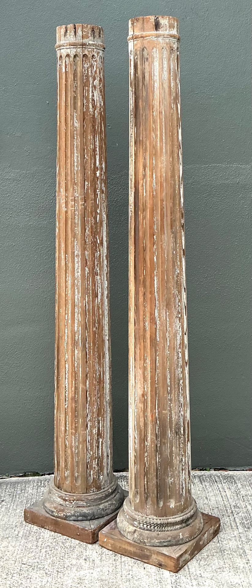 Vintage Wooden Architectural Columns - Pair - Detail view