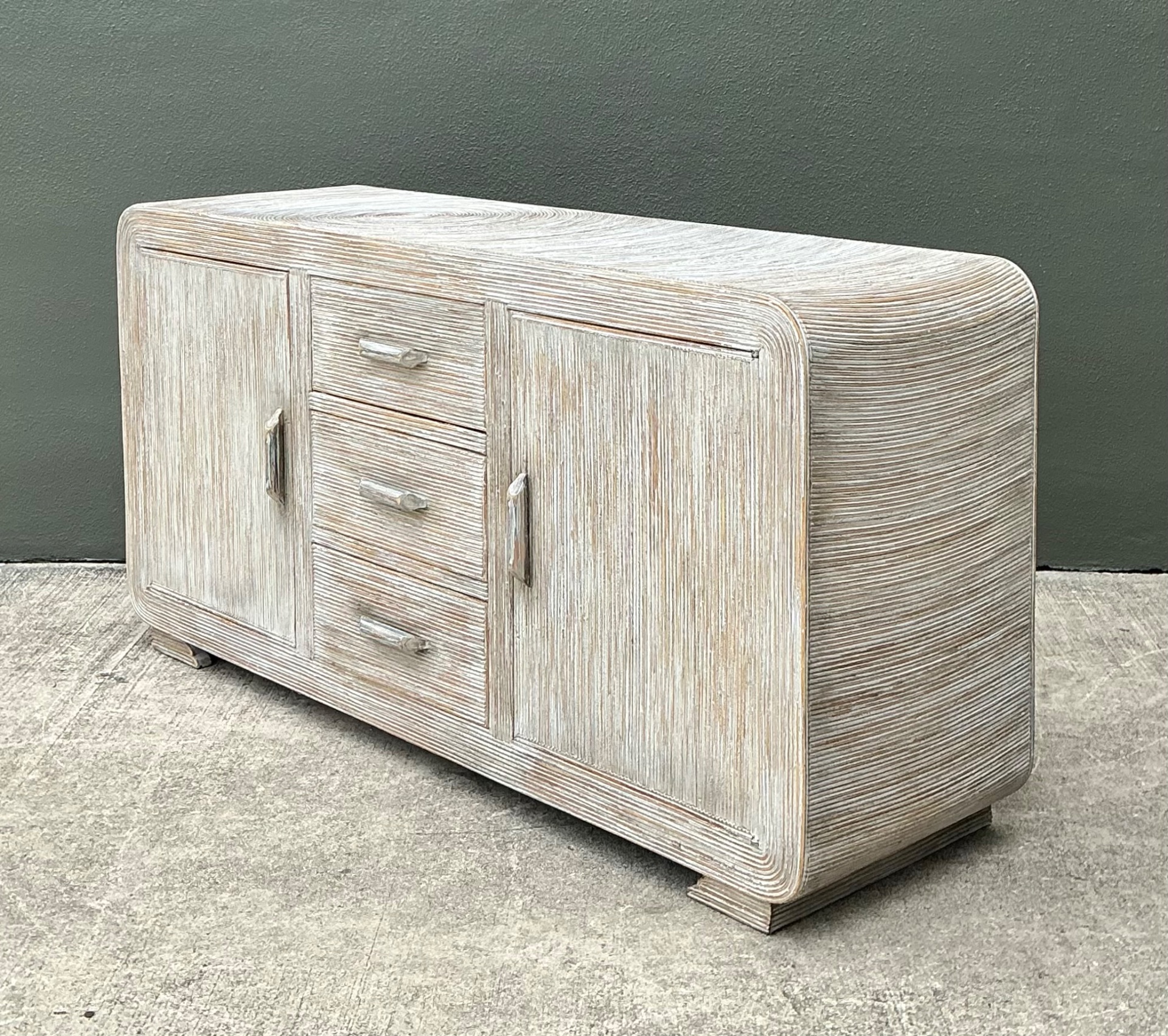 Vintage Distressed Finish Pencil Reed Credenza - Top view