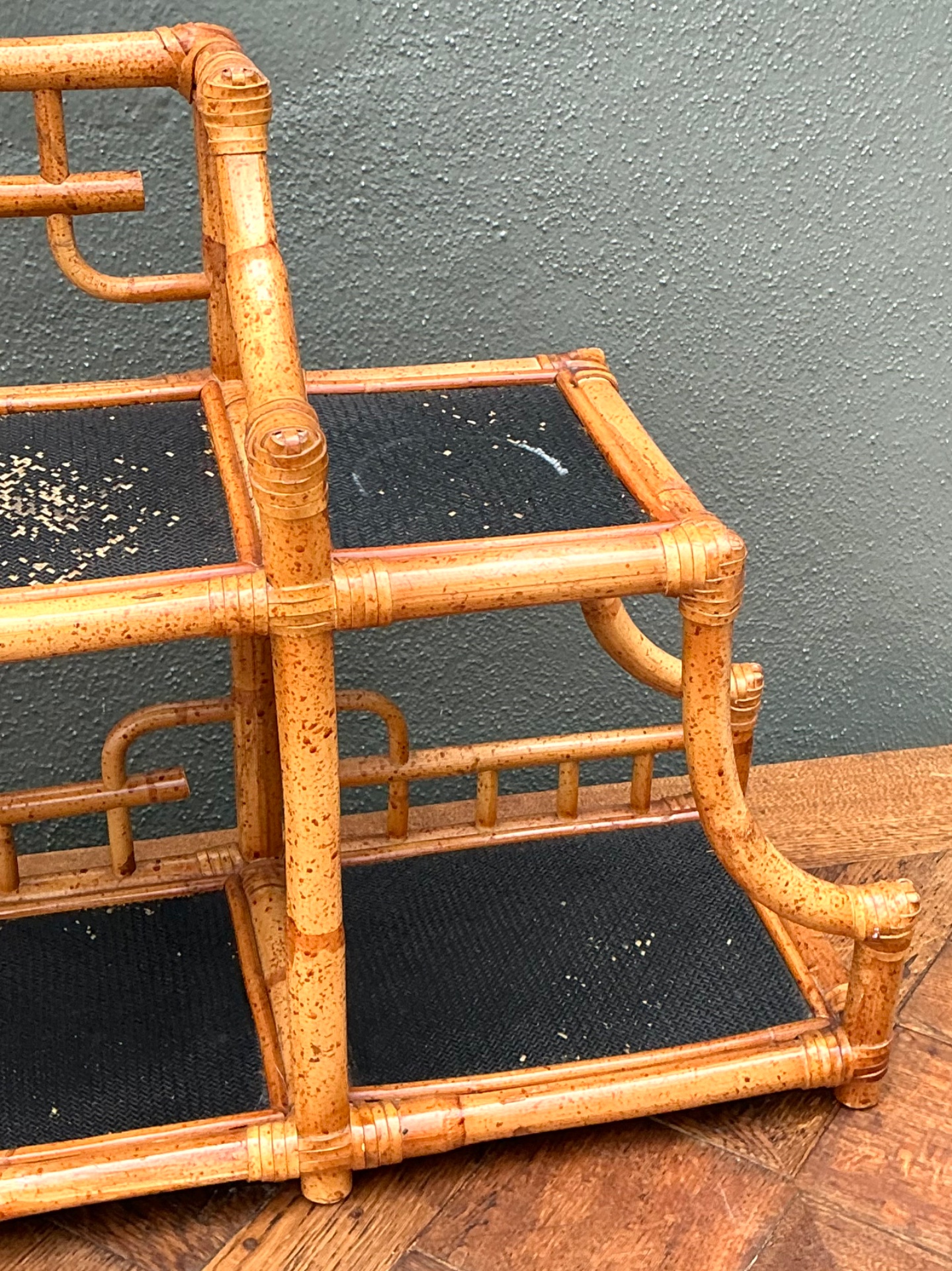 Vintage Bamboo and Rattan Tabletop Display - Top view