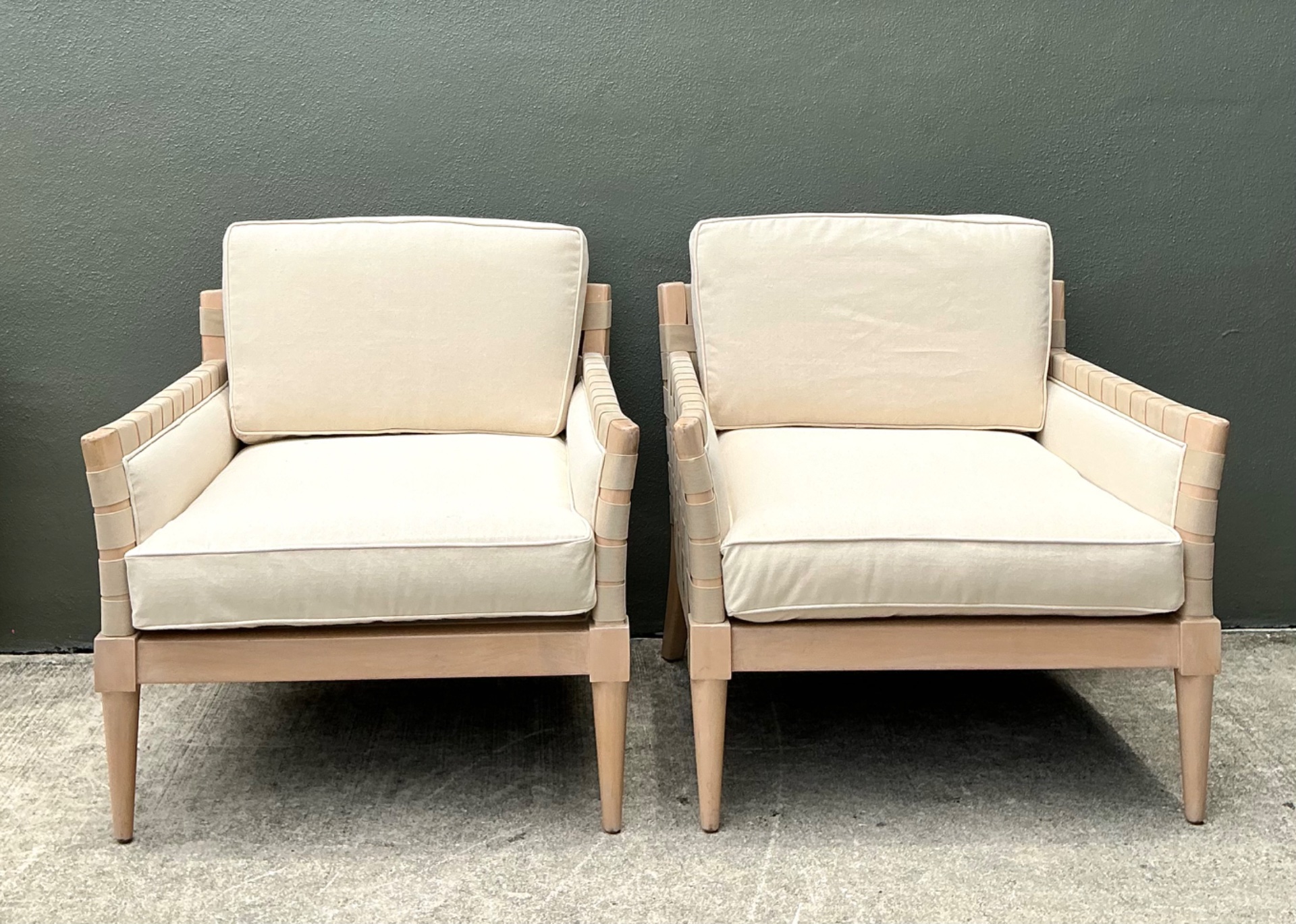 Vintage Niedermaier Wood and Strap Lounge Chairs - Pair - Top view