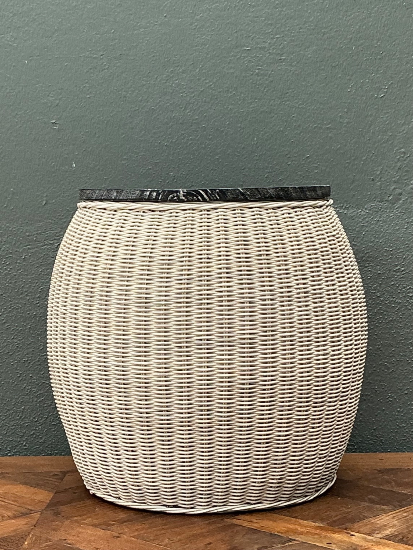 Vintage Rattan and Wood Side Table - Detail view