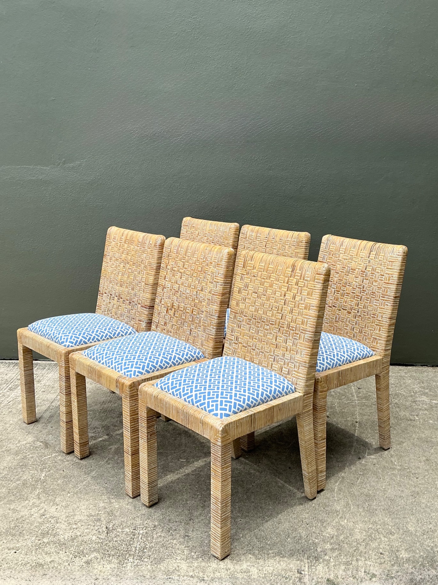 Vintage Woven Rattan Dining Chairs - Set of 6 - Detail view
