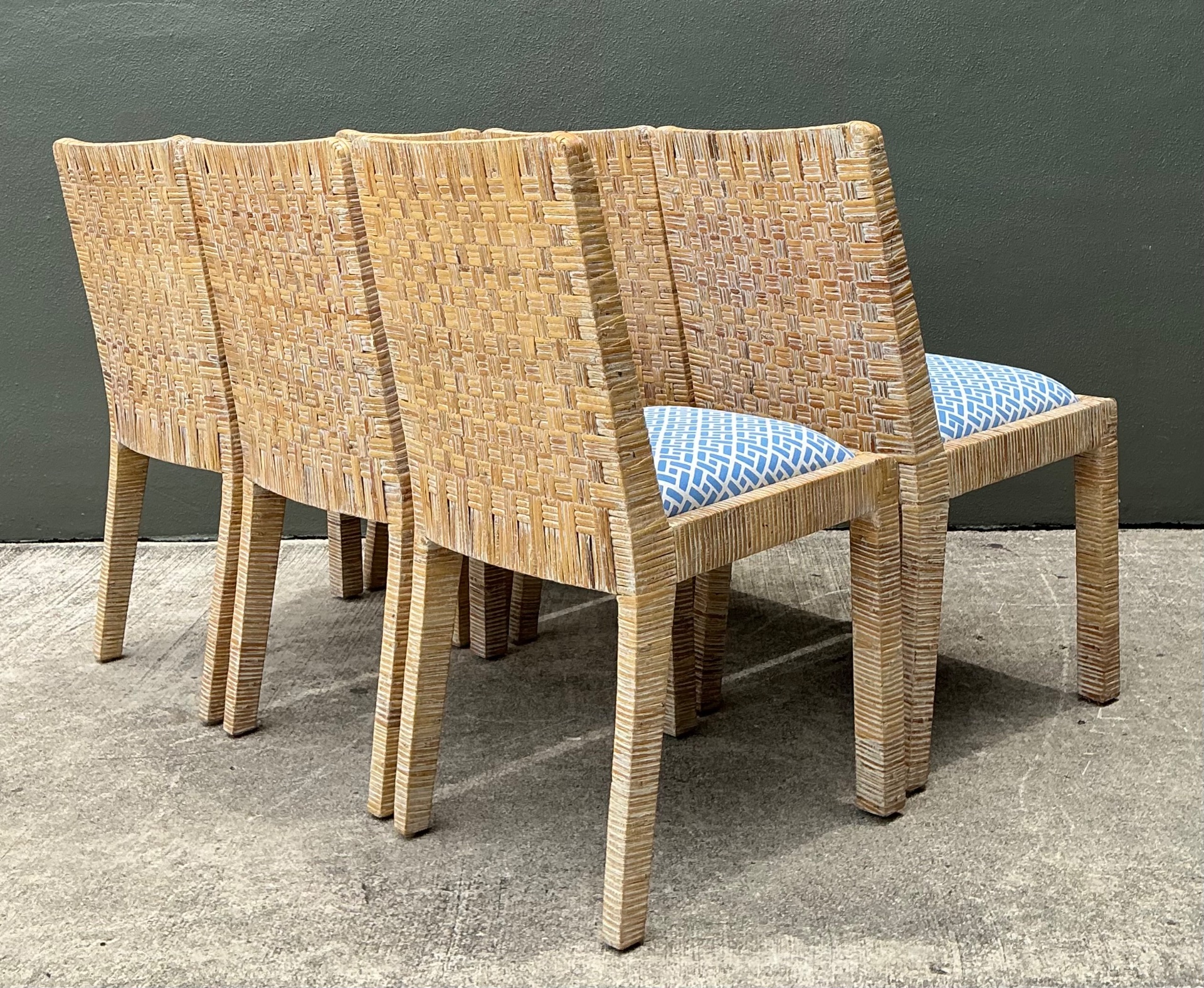Vintage Woven Rattan Dining Chairs - Set of 6 - Back view