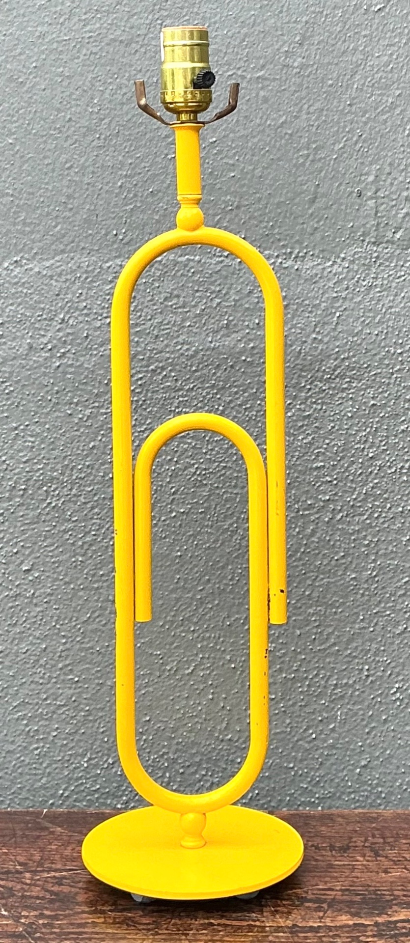 Vintage Yellow Metal Paperclip Table Lamp - Top view