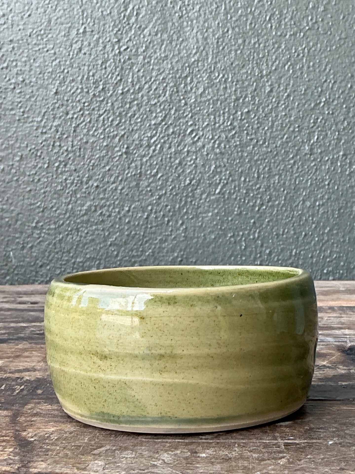 Vintage Studio Pottery Green Bowl - Top view