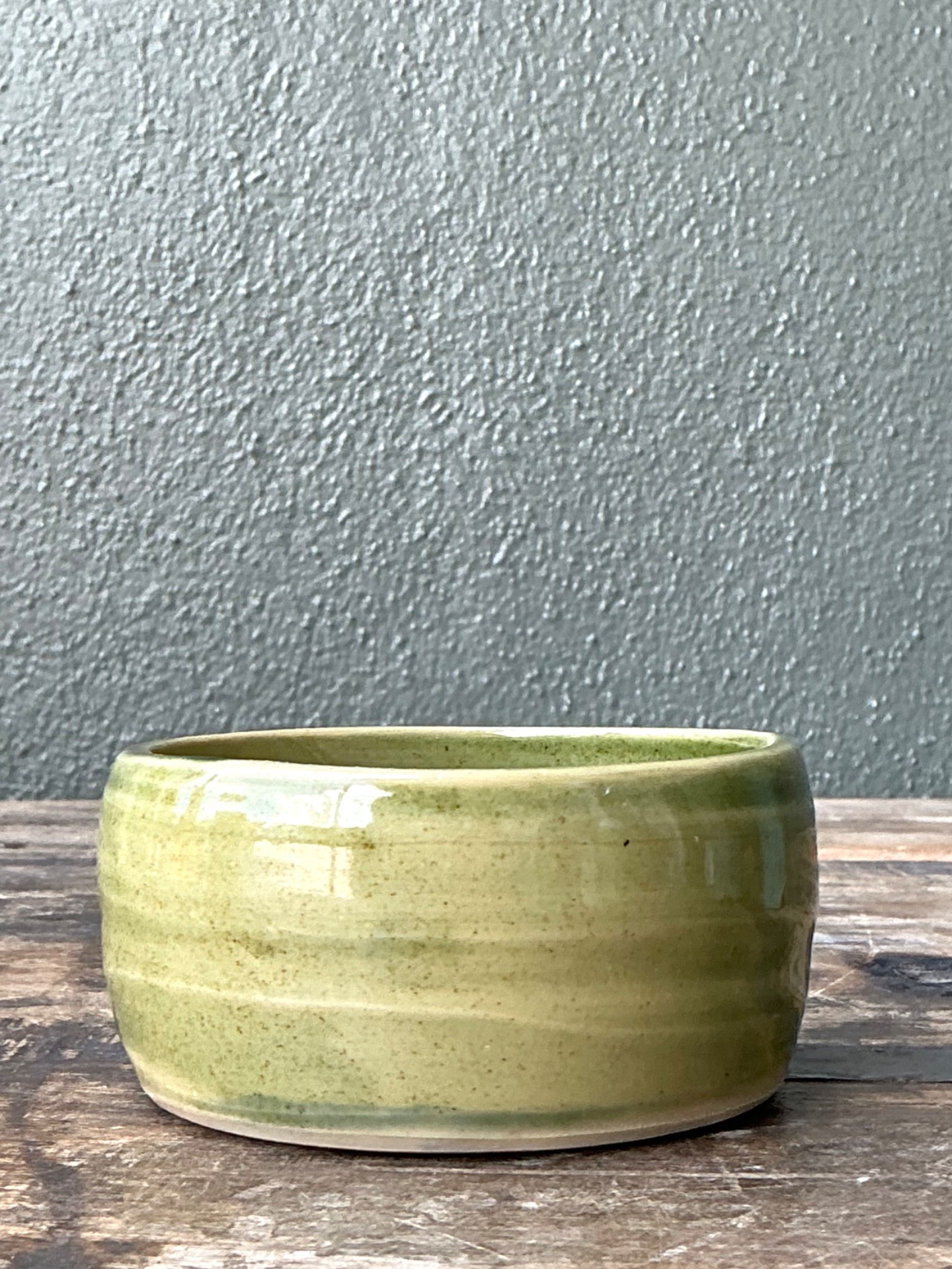 Vintage Studio Pottery Green Bowl - Side view
