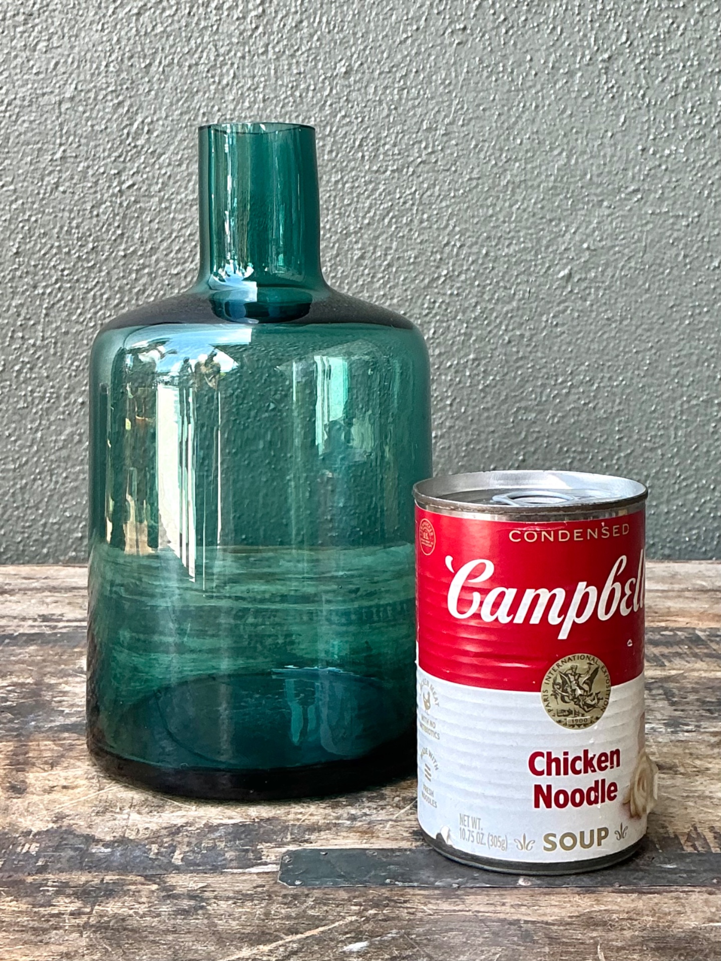 Vintage Teal Glass Vase - Top view