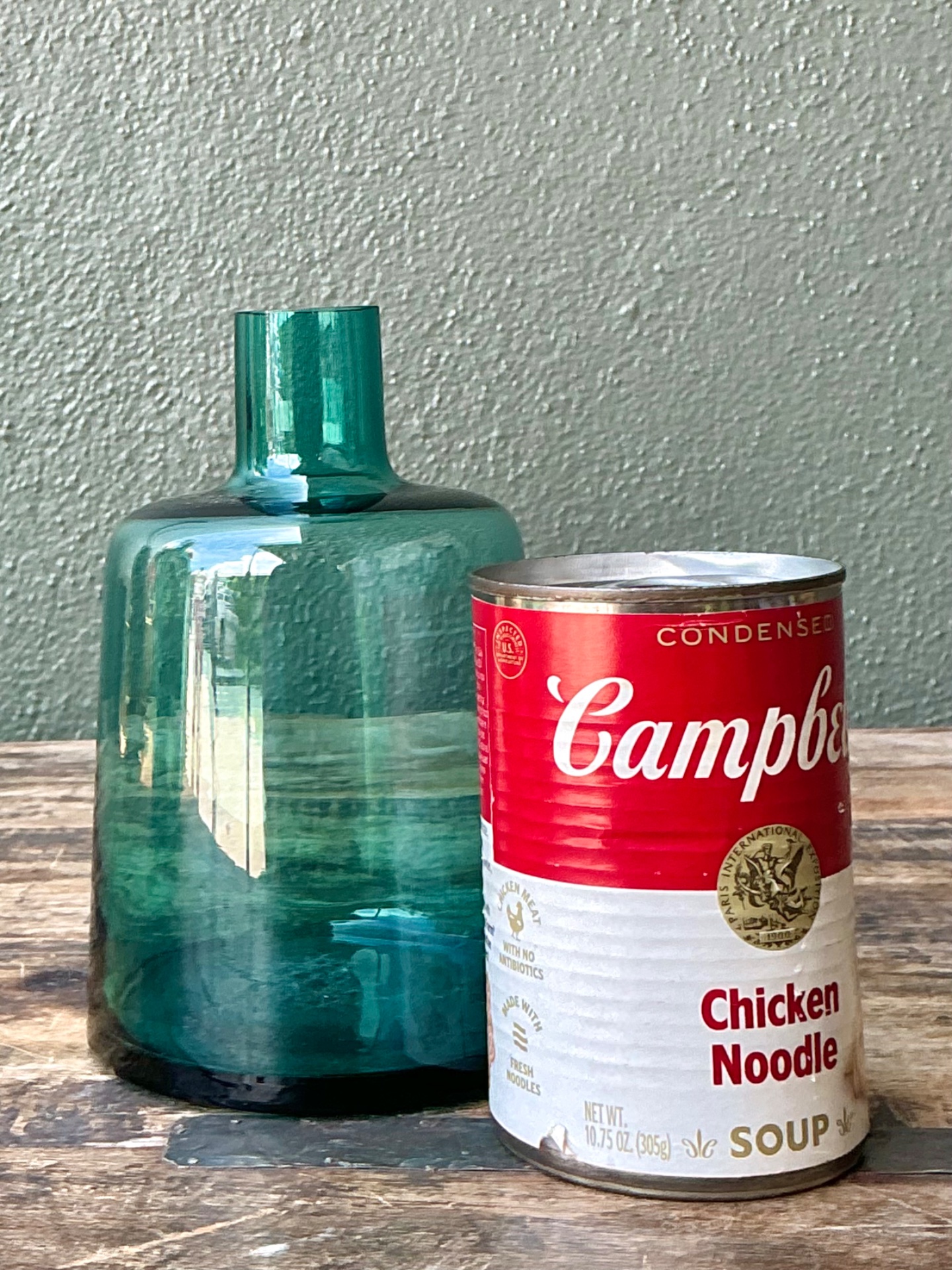 Vintage Small Teal Glass Vase - Side view