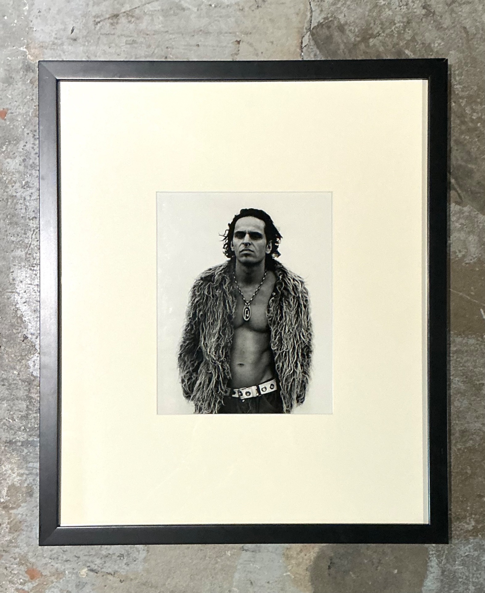 Vintage Framed Black and White Fashion Portrait - Back view