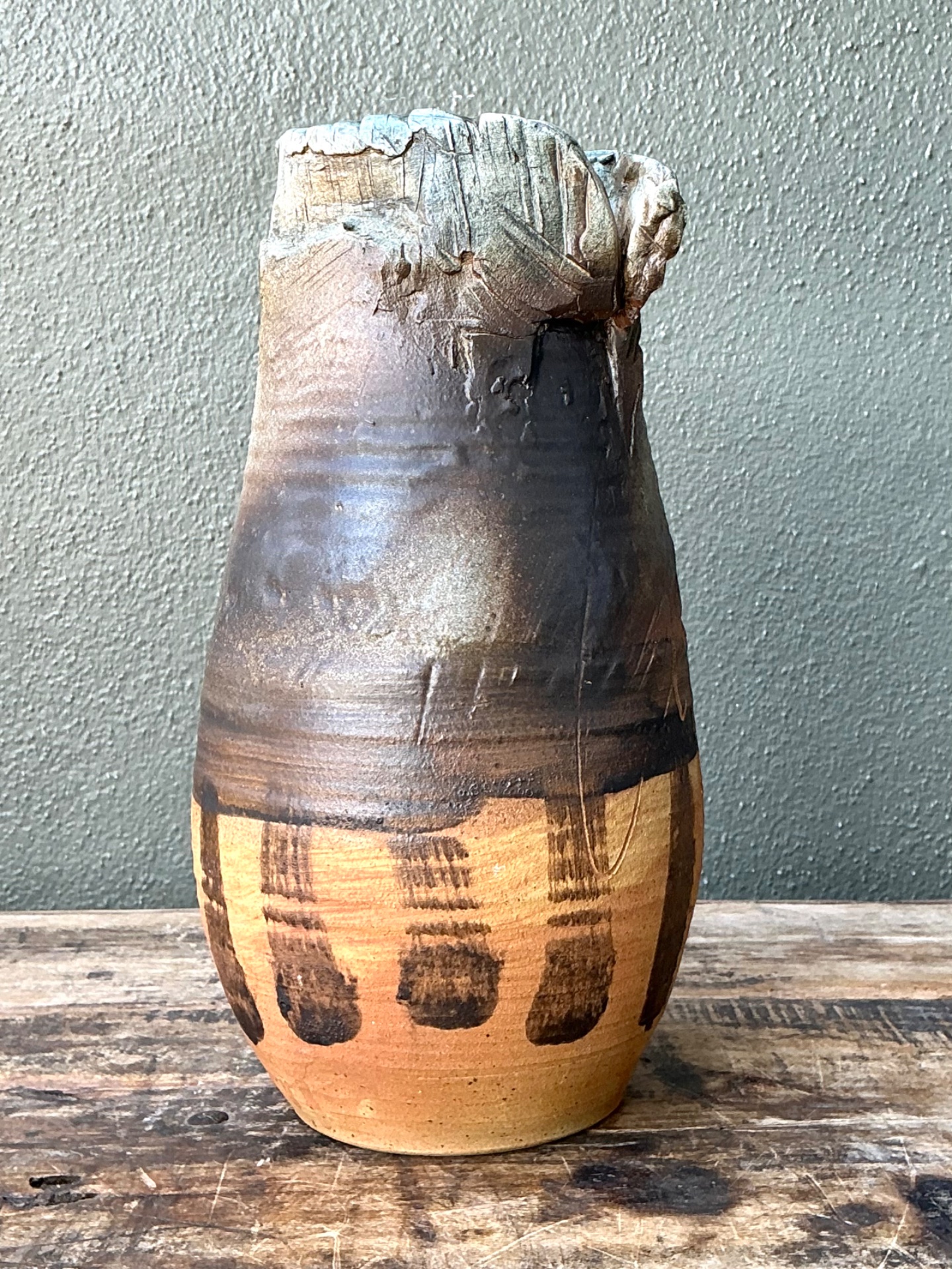 Vintage Handcrafted Studio Pottery Vase - Detail view