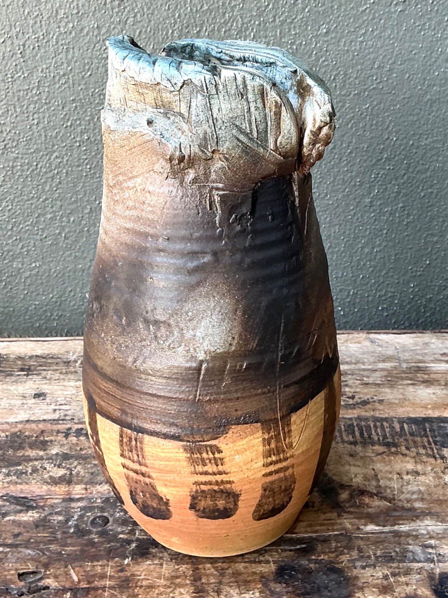 Vintage Handcrafted Studio Pottery Vase - Back view