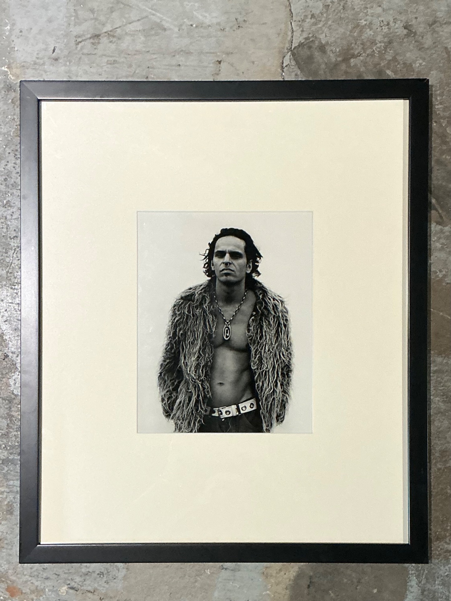 Vintage Framed Black and White Fashion Portrait - Detail view