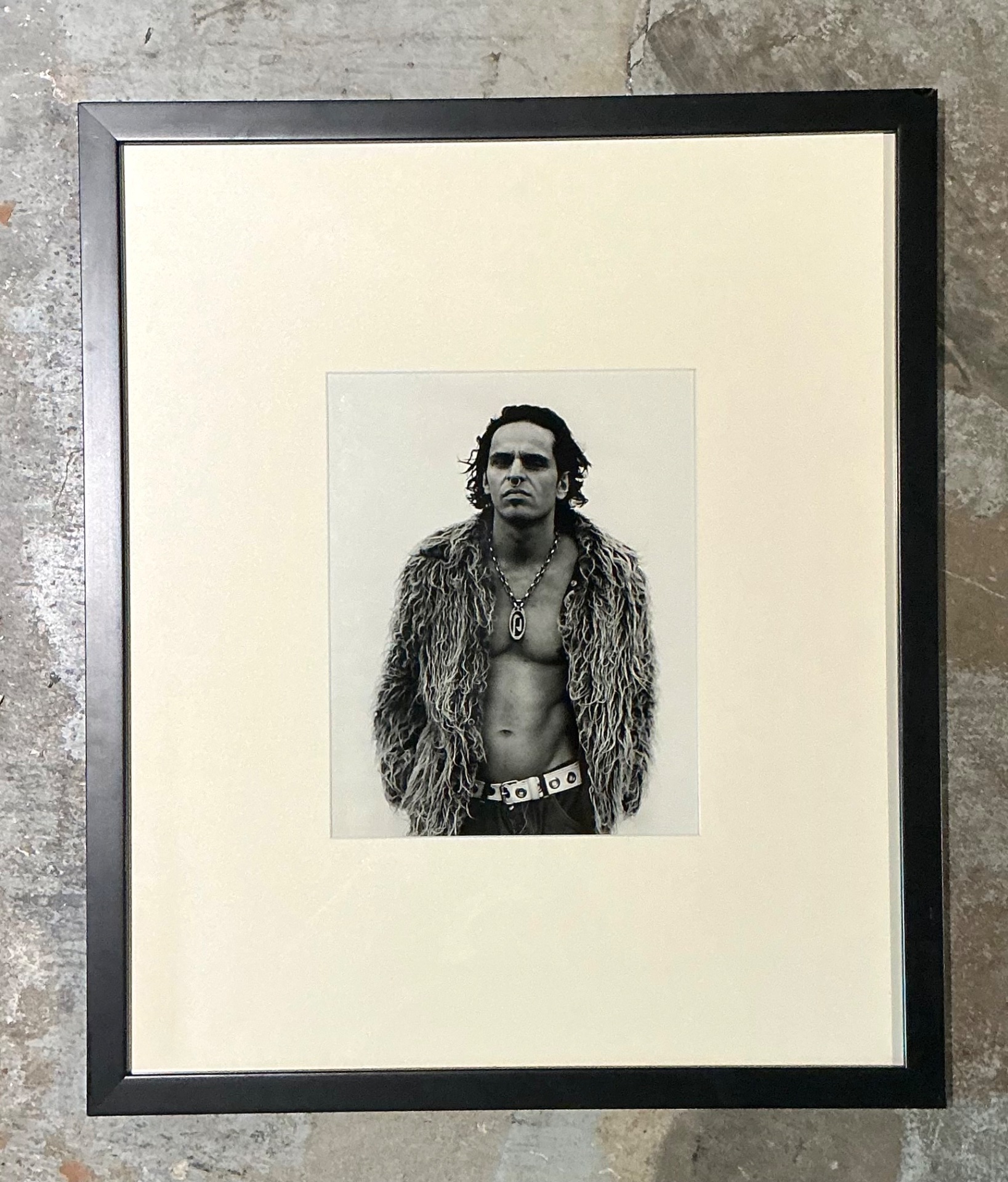 Vintage Framed Black and White Fashion Portrait - Detail view