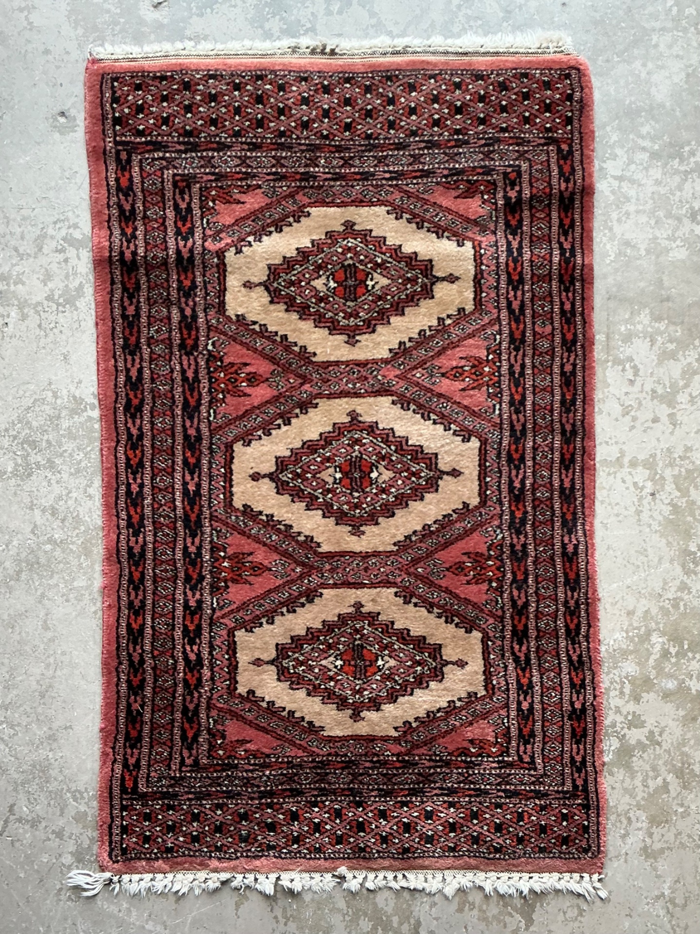 Vintage Persian Hand-Knotted Geometric Rug - Side view