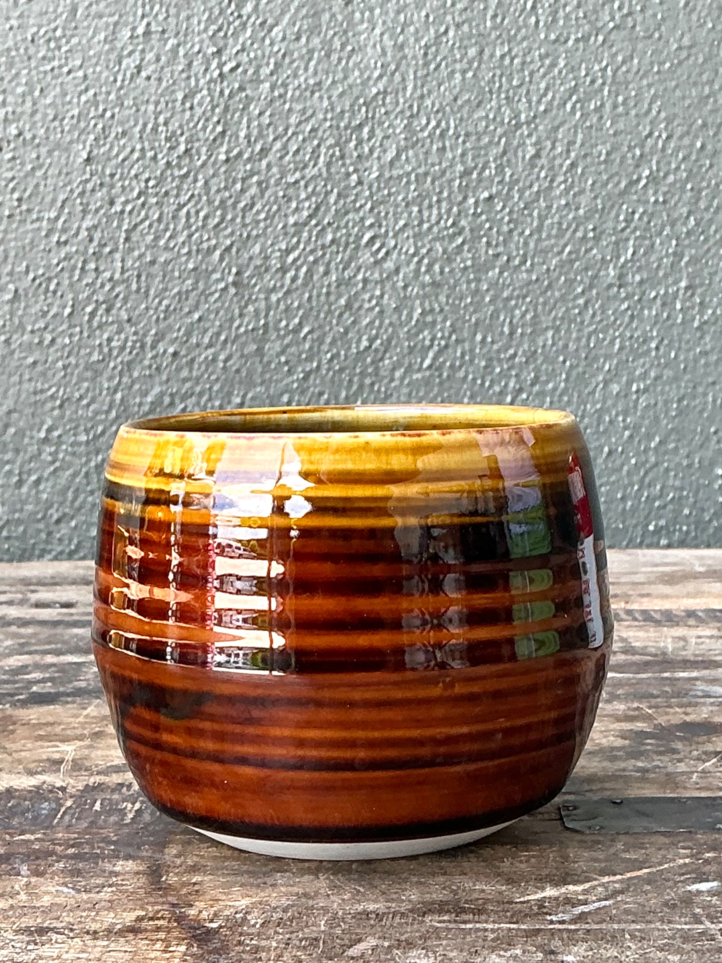 Vintage Brown Studio Pottery Bowl - Top view