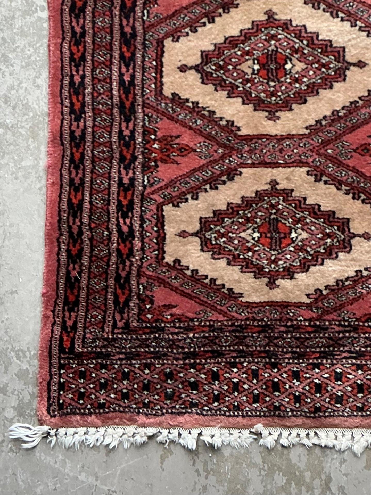 Vintage Persian Hand-Knotted Geometric Rug - Back view