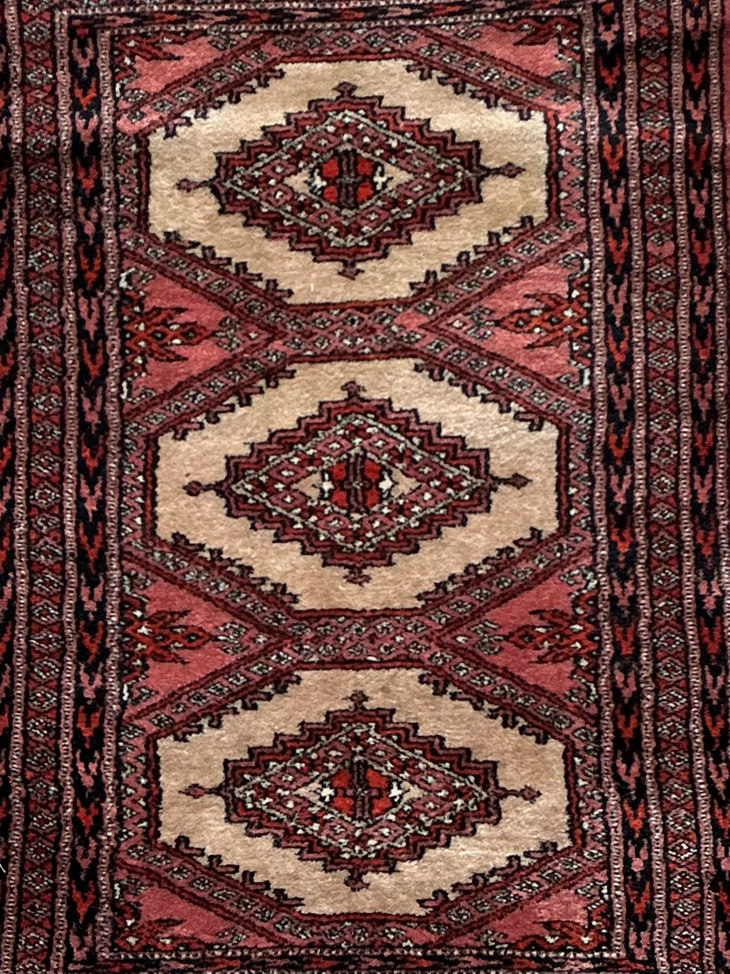 Vintage Persian Hand-Knotted Geometric Rug - Back view