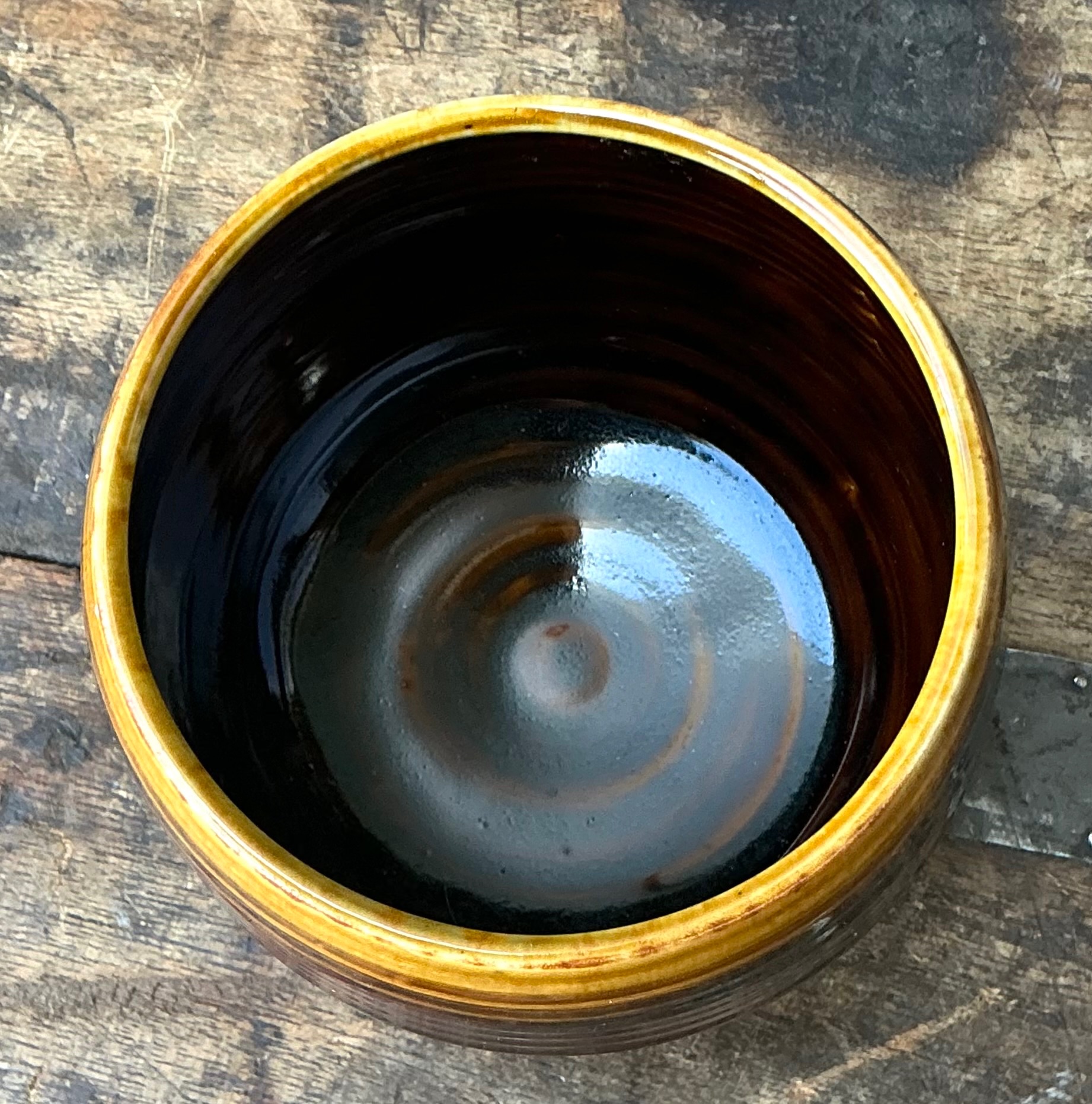Vintage Brown Studio Pottery Bowl - Back view