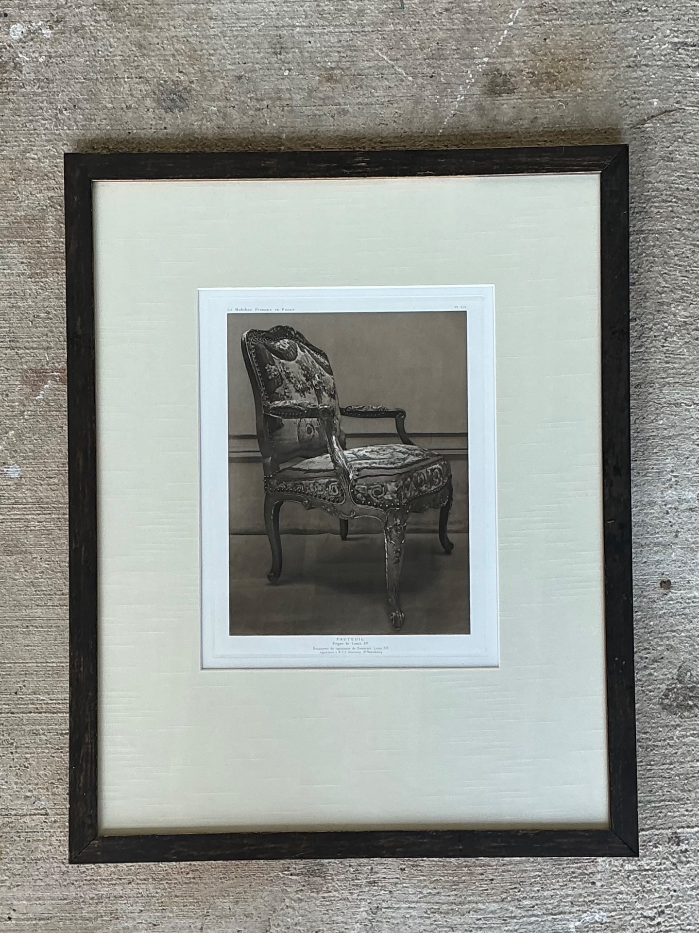 Framed Antique French Chair Print - Wood, 19.5W x 24.5H - Detail view