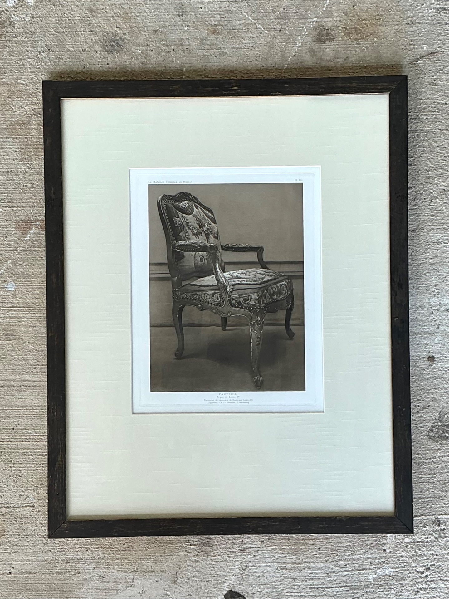 Framed Antique French Chair Print - Wood, 19.5W x 24.5H - Top view
