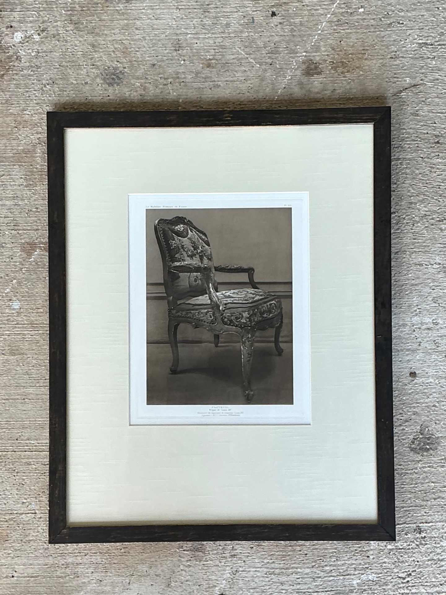 Framed Antique French Chair Print - Wood, 19.5W x 24.5H - Back view