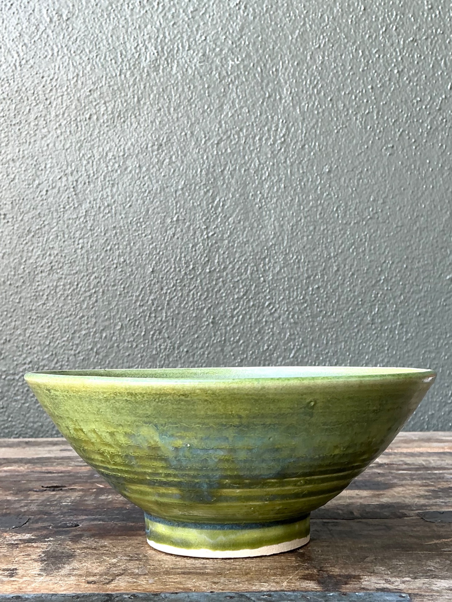 Vintage Studio Pottery Green Bowl - Back view