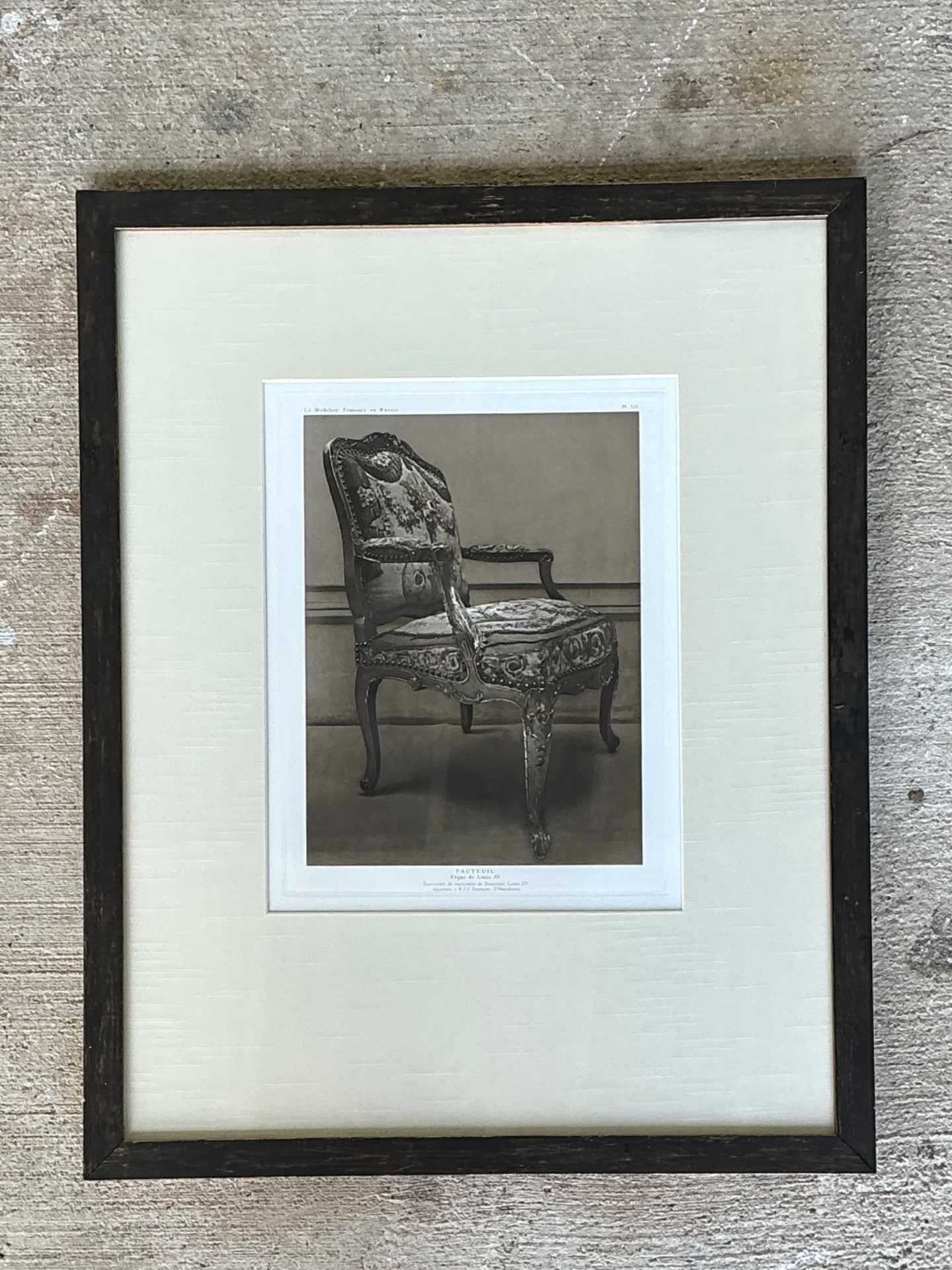 Framed Antique French Chair Print - Wood, 19.5W x 24.5H - Side view
