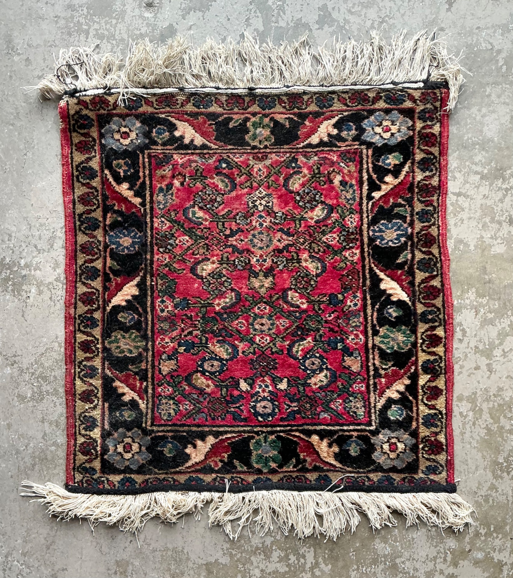Vintage Persian Hand-Knotted Wool Rug - Side view