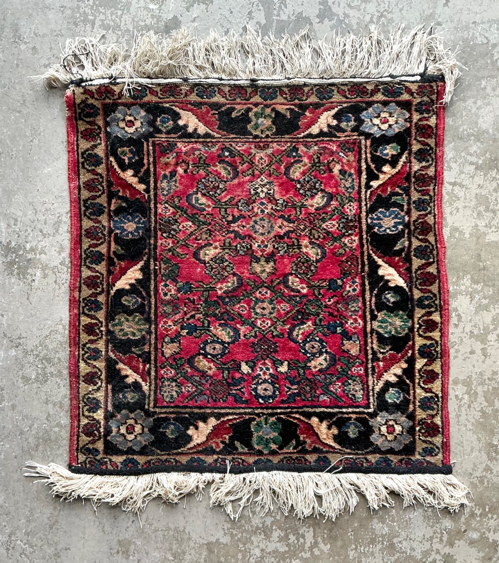 Vintage Persian Hand-Knotted Wool Rug - Top view