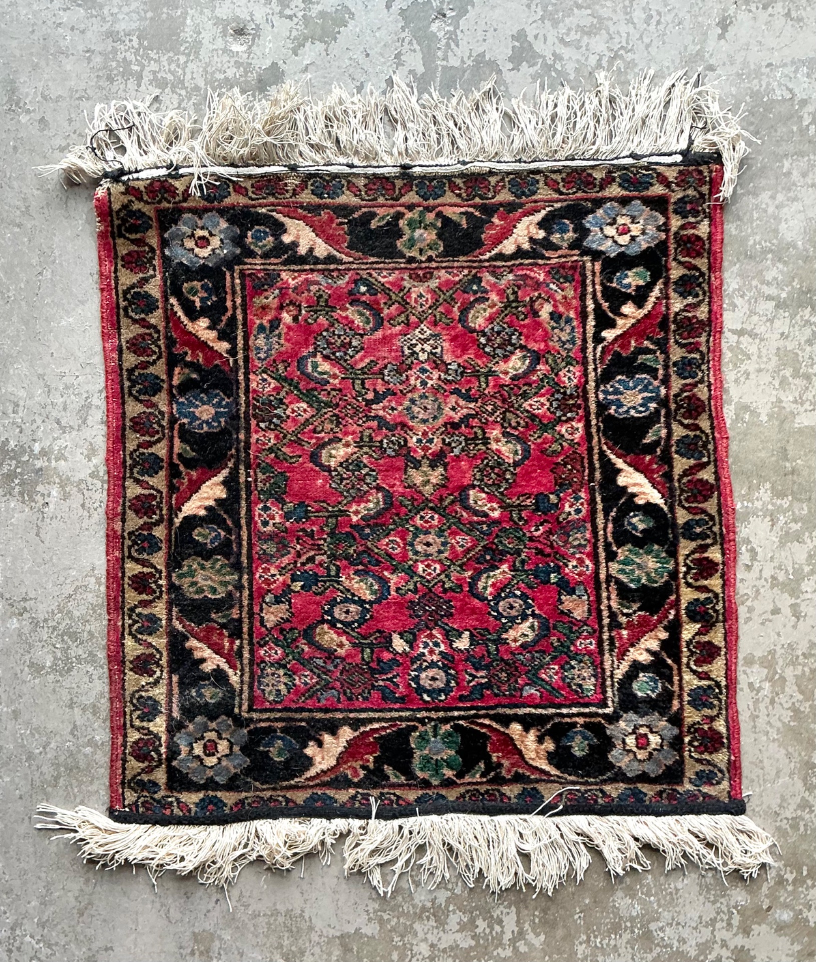 Vintage Persian Hand-Knotted Wool Rug - Top view