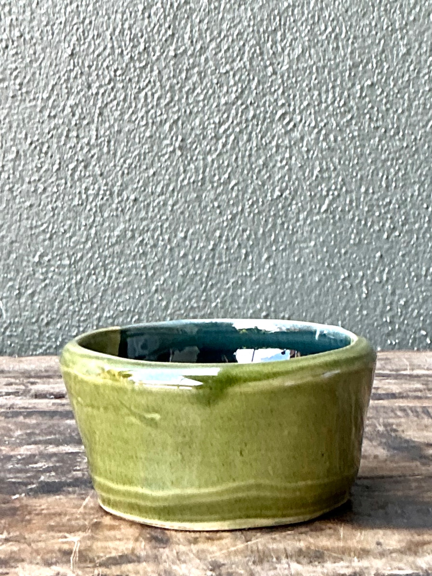 Vintage Handcrafted Green Studio Bowl - Back view