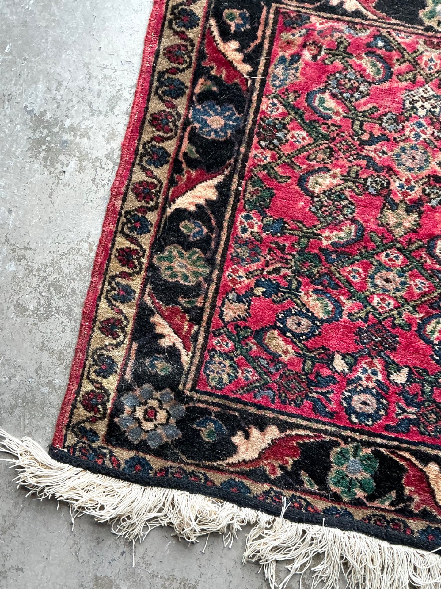 Vintage Persian Hand-Knotted Wool Rug - Back view